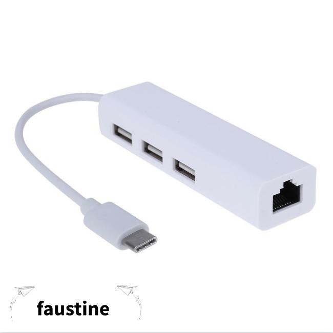 USB-C USB 3.1 Type C to USB RJ45 Ethernet Lan Adapter Hub Cable for Macbook PC Type-C port