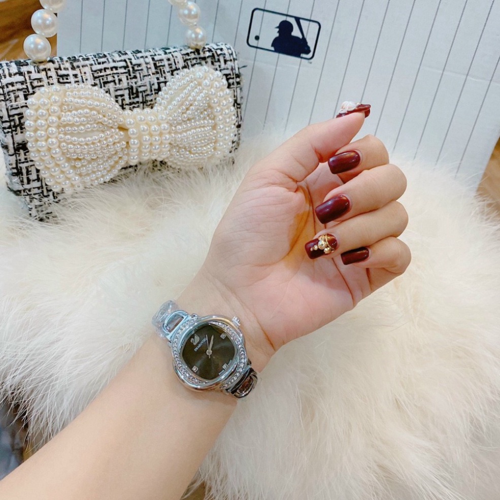 Đồng hồ nữ SWAROVSKI dây mắt xích kim loại sang trọng quý phái, chống nước, bảo hành 12 tháng, kèm box