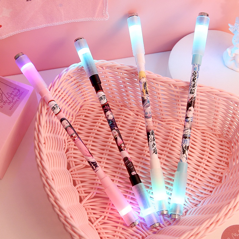 Bút Xoay Mực Gel Họa Tiết Hoạt Hình Anime Phát Sáng Độc Đáo Vui Nhộn