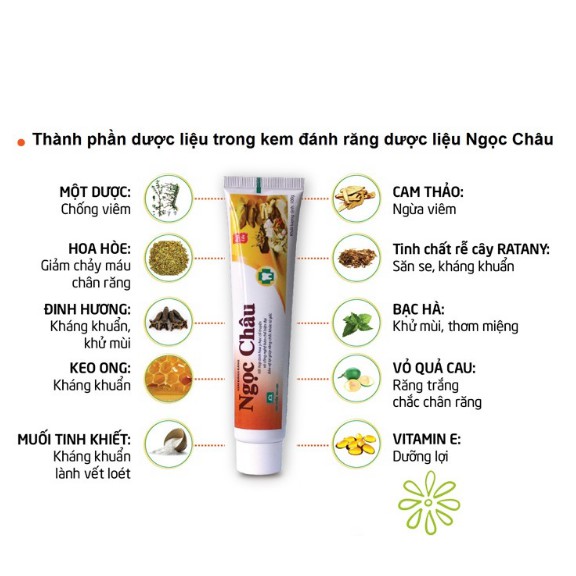 Kem Đánh Răng Dược Liệu Ngọc Châu Tuýp 100g