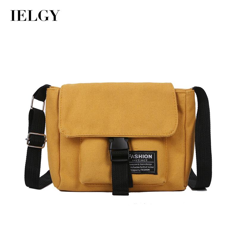 IELGY all-match frog pendant messenger bag Canvas black Korean version tooling style one shoulder canvas Japanese