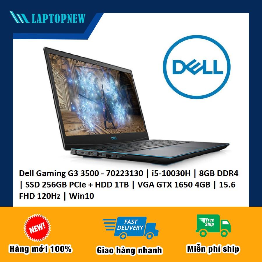 Dell Gaming G3 3500 - 70223130  i5-10030H  8GB DDR4  SSD 256GB PCIe + HDD 1TB  VGA GTX 1650 4GB  15.6 FHD 120Hz  Win10