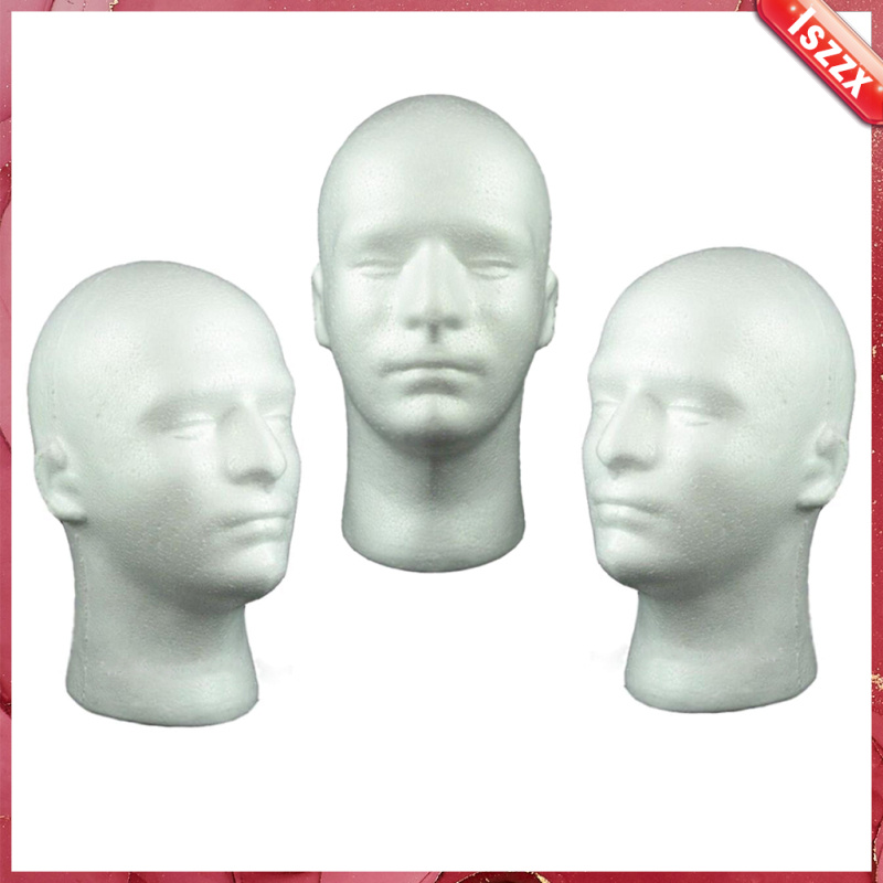 3x 20 Inch Foam Head Male Styrofoam Manequins Mannequin Manican Heads for Wigs