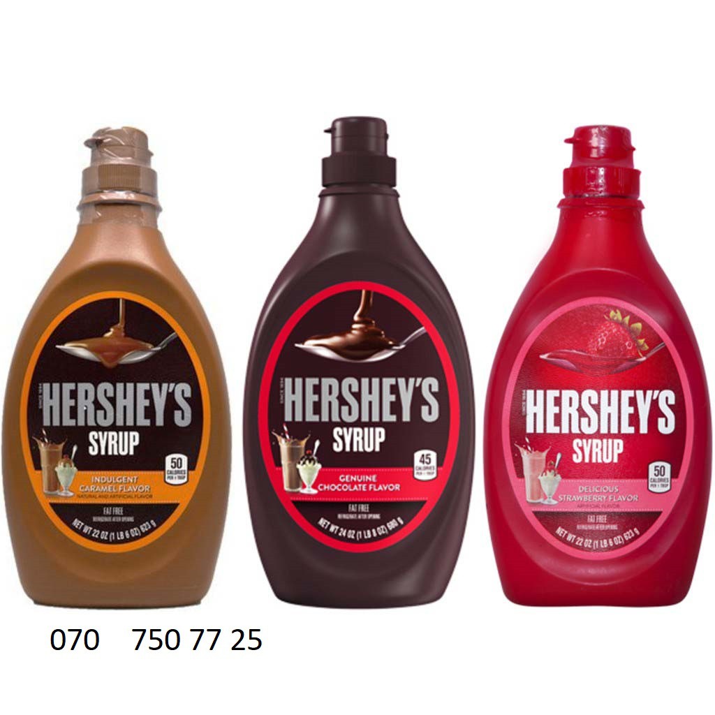 Sốt Topping Hershey's chai 680gr nhiều vị dâu, socola,caramel Hàng Mới Về