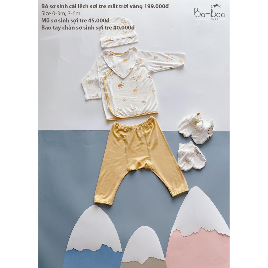 [LITTLE LOVE] Bộ sơ sinh cài lệch kèm yếm (k kèm mũ và bao tay, chân)