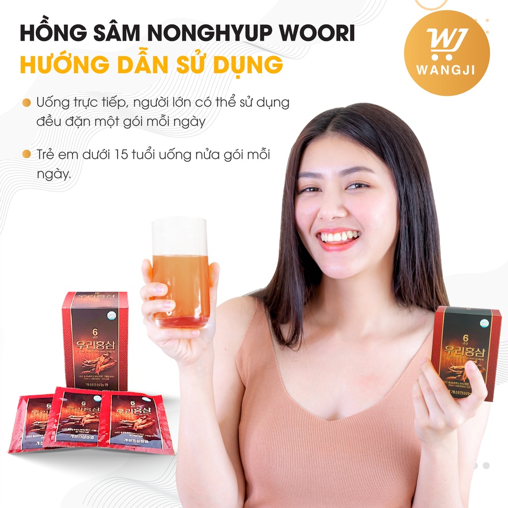 Nước hồng sâm Hàn Quốc 6 năm Nonghyup Woori Korean Red Ginseng hộp 30 gói  - Wangji