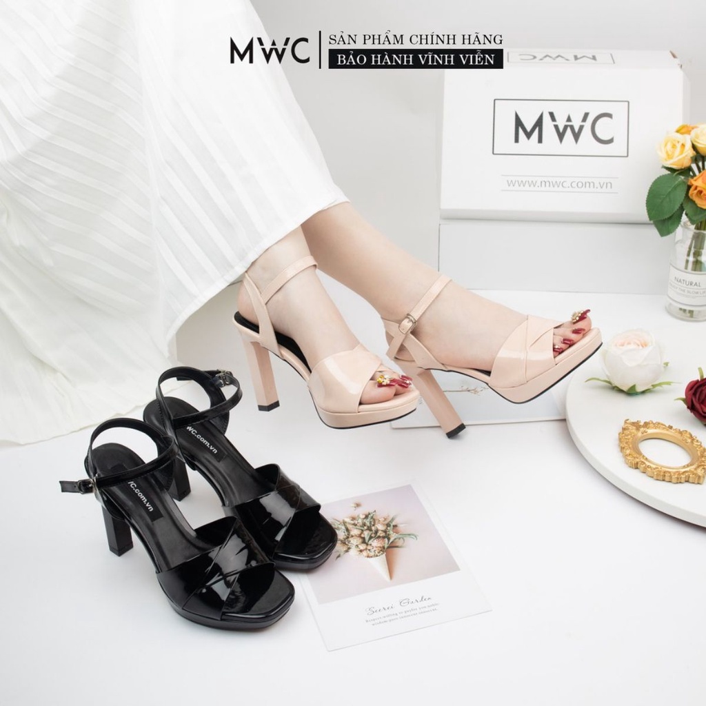 GIÀY CAO GÓT MWC - SANDAL CAO GÓT DA BÓNG - CAO GÓT ĐẾ ĐÚP GÓT DẸP 9CM - CAO GÓT QUAI CHÉO CÁCH ĐIỆU - NUCG- 3949