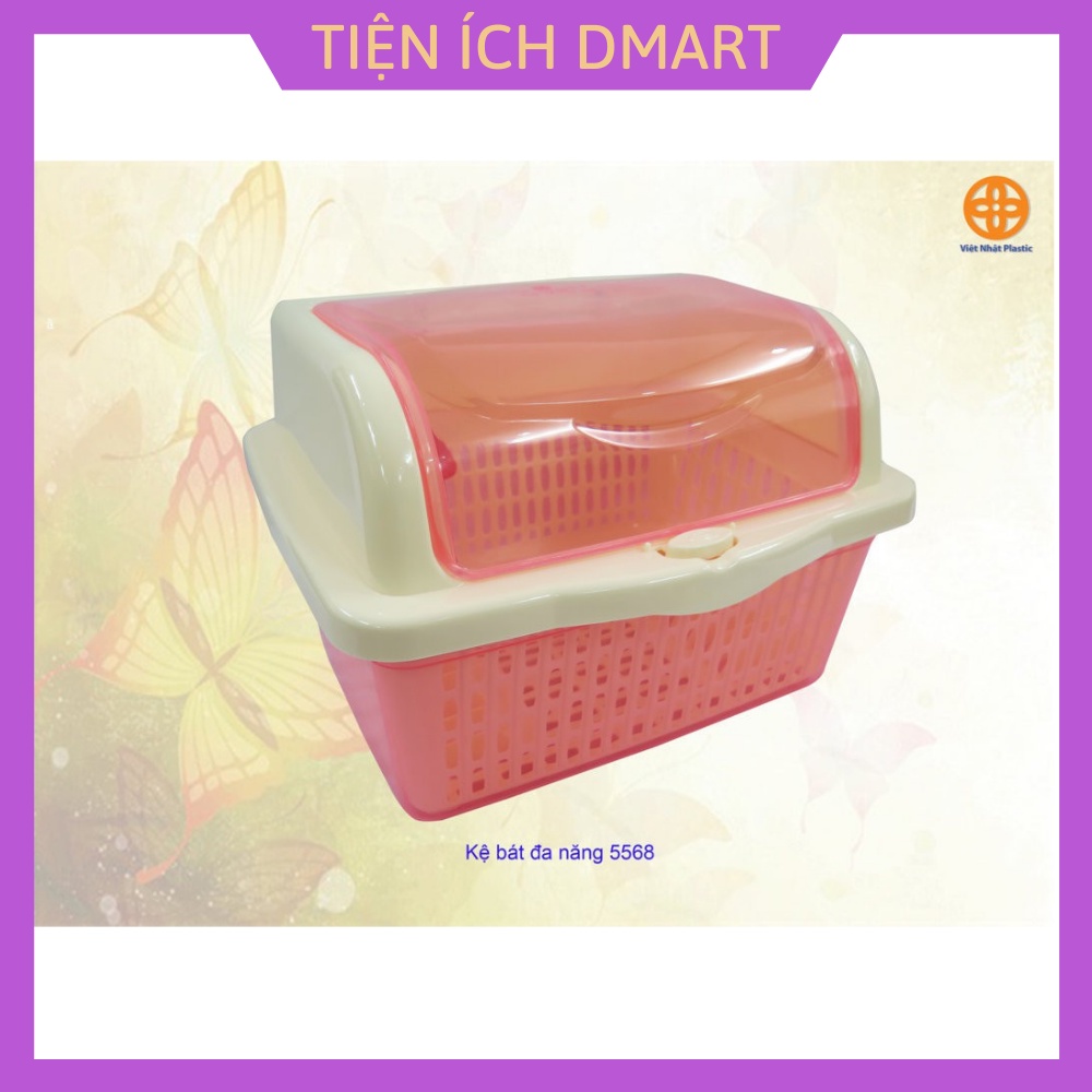 kệ úp bát đa năng 5568 , kệ úp bát đĩa có lồng nắp đậy kèm ống cắm đũa