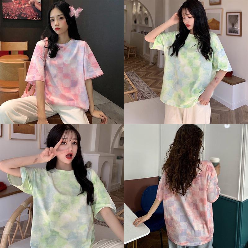 Áo Thun Nữ Ngắn Tay Họa Tiết Caro Thời Trang Hàn Quốc