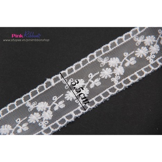 Ren trắng mỏng 3.5cm, nguyên liệu thủ công phụ liệu may mặc, phụ kiện tóc