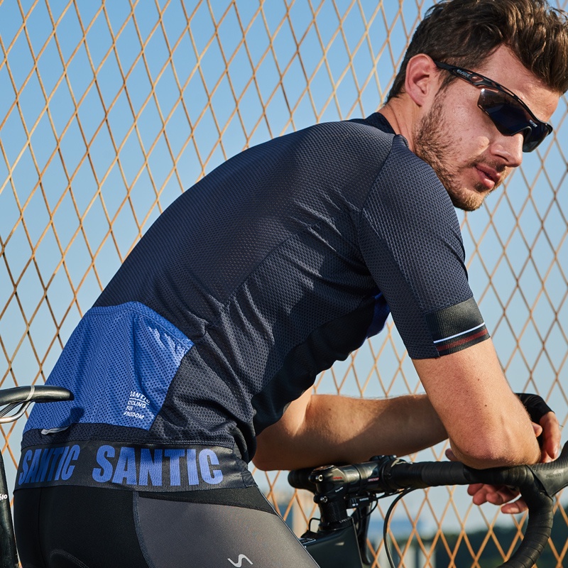 Santic Áo Thi Đấu Đạp Xe Cho Nam Áo Đạp Xe Áo Đạp Xe Áo Thi Đấu Có Khóa Kéo Mở 3/4 Nhanh Khô Thoáng Khí Cho Nam K9M2091
