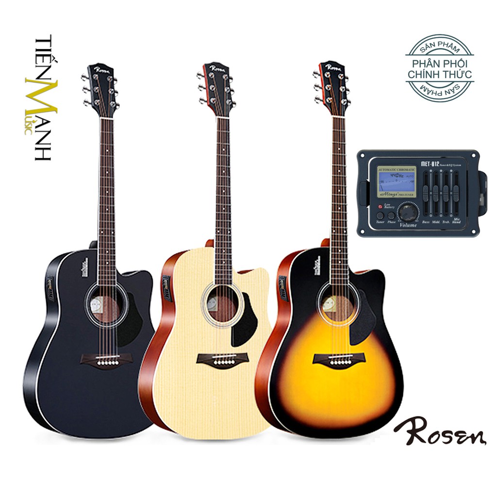 [Gắn EQ] Đàn Guitar Acoustic Rosen G11, G12, G13, G15 (Có gắn sẵn EQ Mings MET-B12 chính hãng) - Cam Kết 100% Chính Hãng