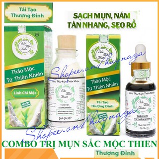 Bộ loại bỏ mụn rỗ nám tàn nhan: Bột Linh CHi Mộc + Chai Tái Tạo Thượng Đỉnh Sắc Mộc Thiên chuẩn - tặng kèm quà tri ân