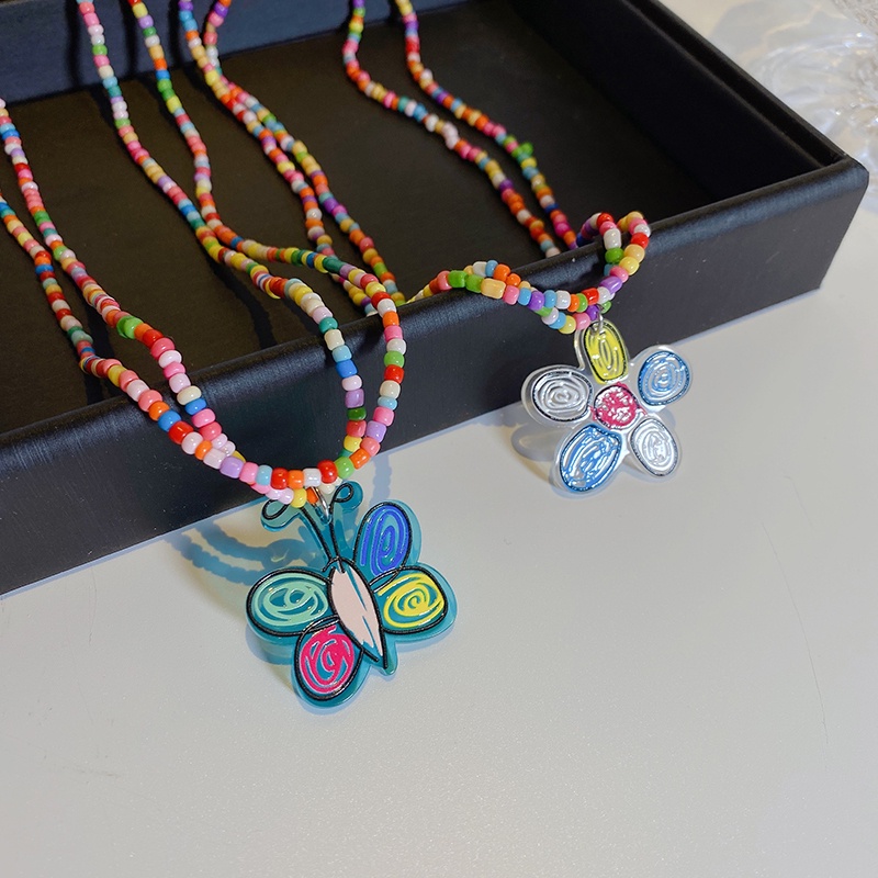 Vòng cổ Hai Lớp Đính Hạt Màu Sắc Cầu Vồng Thời Trang Dành Cho Nữ