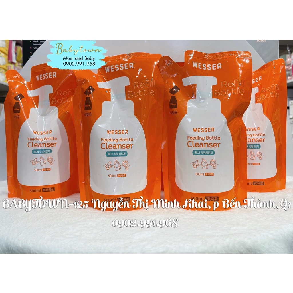 Nước rửa bình sữa/ cọ rửa bình Wesser chai/túi 500ML