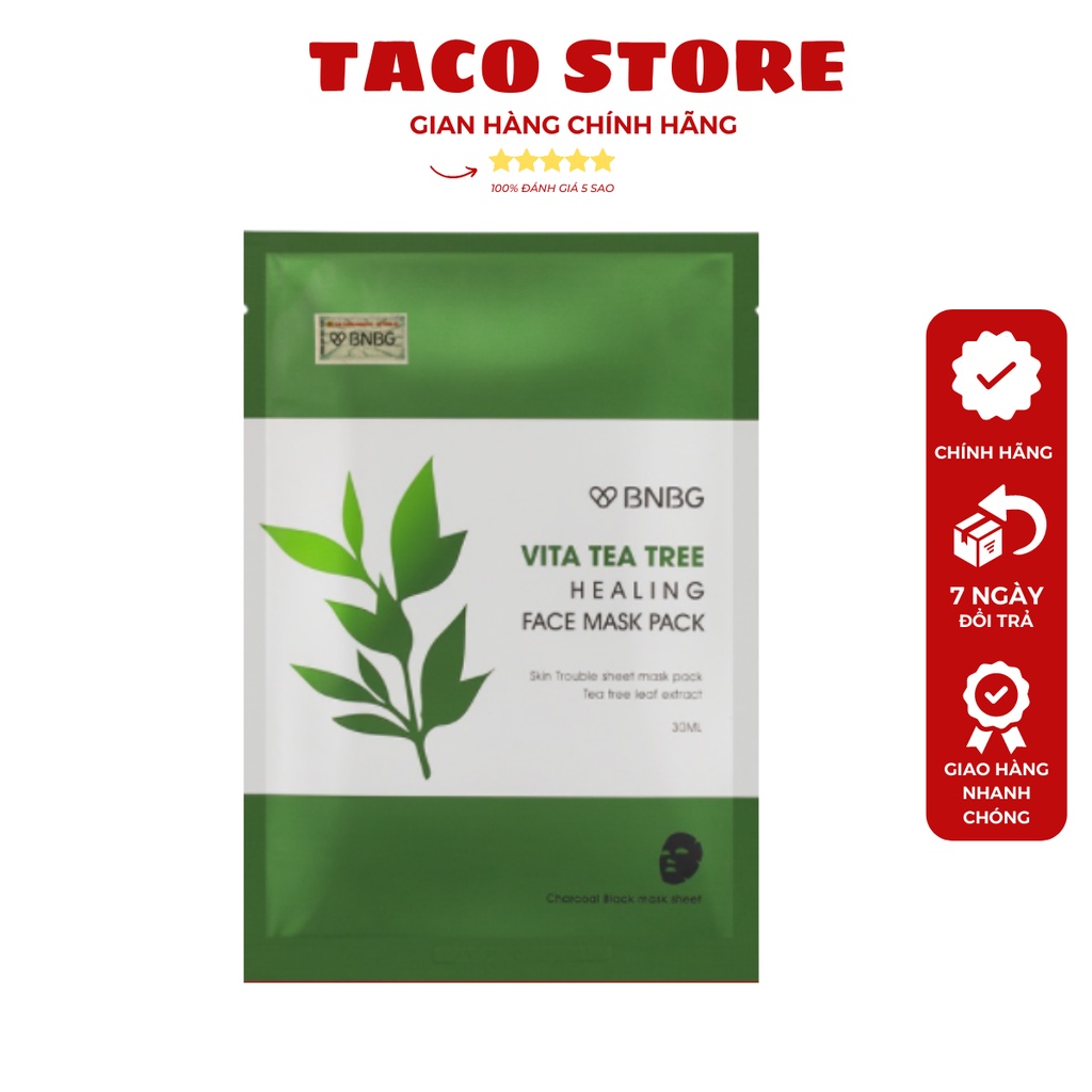 Mặt nạ BNBG tràm trà Vita Tea Tree Healing Face Mask Pack 30ml - Thải độc da, giảm mụn
