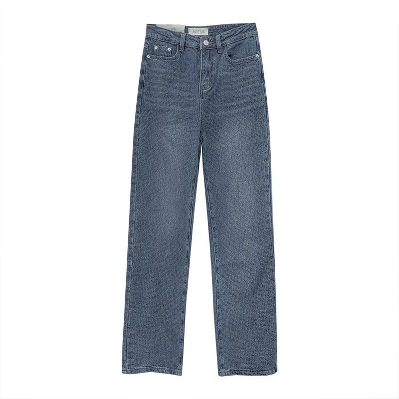 Quần jeans nữ cạp cao ống rộng style Âu Mỹ