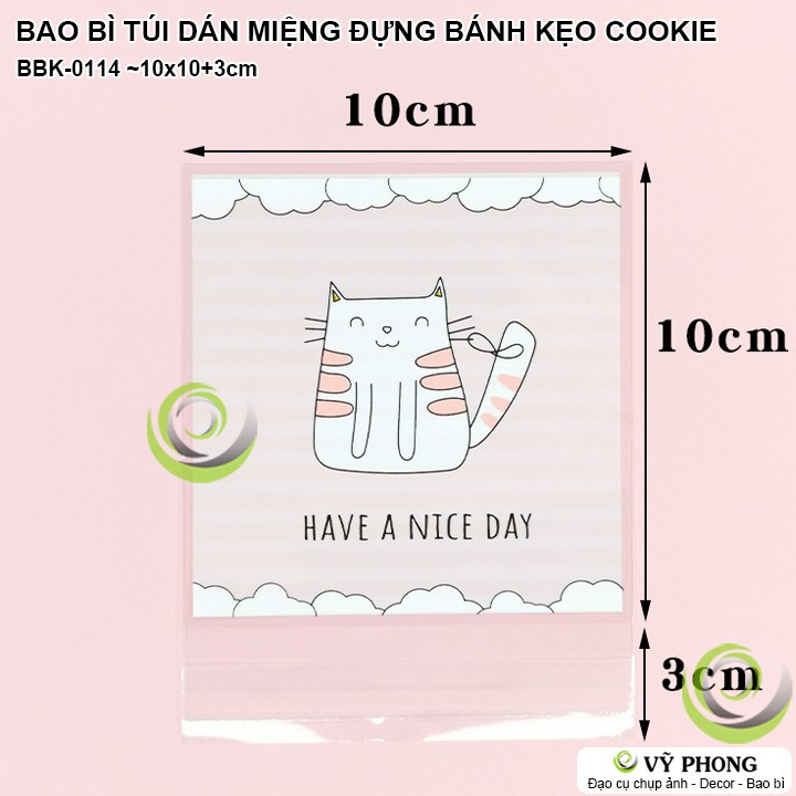 TỔNG HỢP BAO BÌ TÚI NHỰA DÁN MIỆNG 10x10 +3cm ĐỰNG BÁNH KẸO COOKIE LÀM QUÀ TẶNG CHO CÁC QUÁN CÀ PHÊ TRÀ SỮA BBK-0114