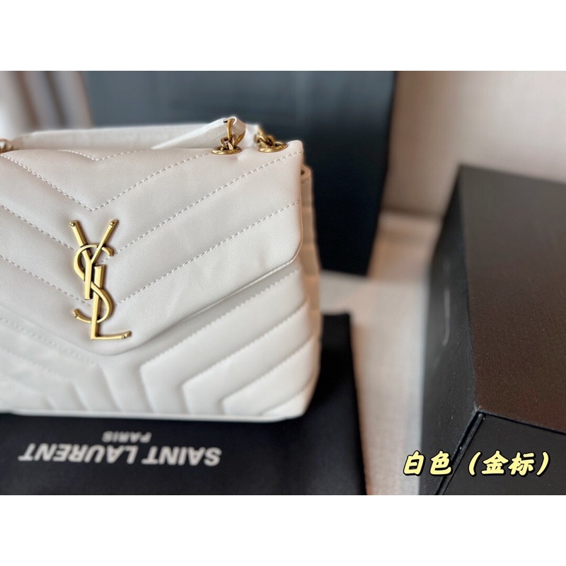 Túi đeo chéo nữ, túi xách da thật cao cấp màu trắng sang trọng YSL Saint Laurent