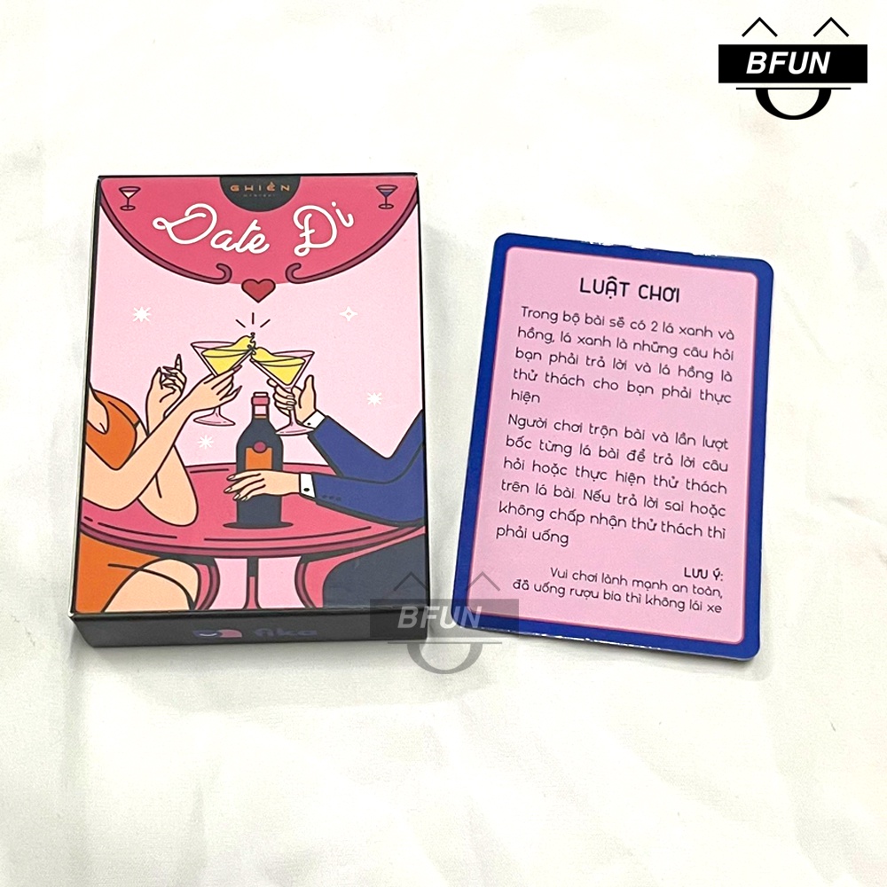 Bài Drinking Game DATE ĐI 40 Lá Dành Cho Các Cặp Đôi, Chinh Phục Trái Tim Crush - Drinking Card Boardgame BFUN