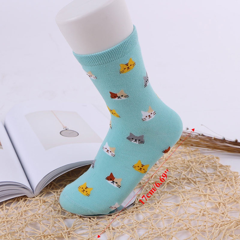 Đôi Tất Cotton Hình Mèo Hoạt Hình Đáng Yêu Cho Nữ Hiện Có 5 Màu