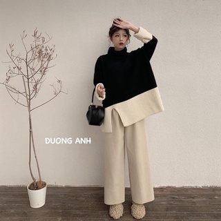 ➖áo len cổ lọ mix màu xẻ tà cực xinhh 2022➖