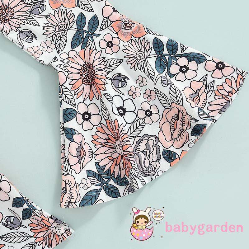 BABYGARDEN-1-6 Years Baby Girl Summer Outfit, Solid Color Sleeveless Strapless Short Tops+ Floral Print Suspender