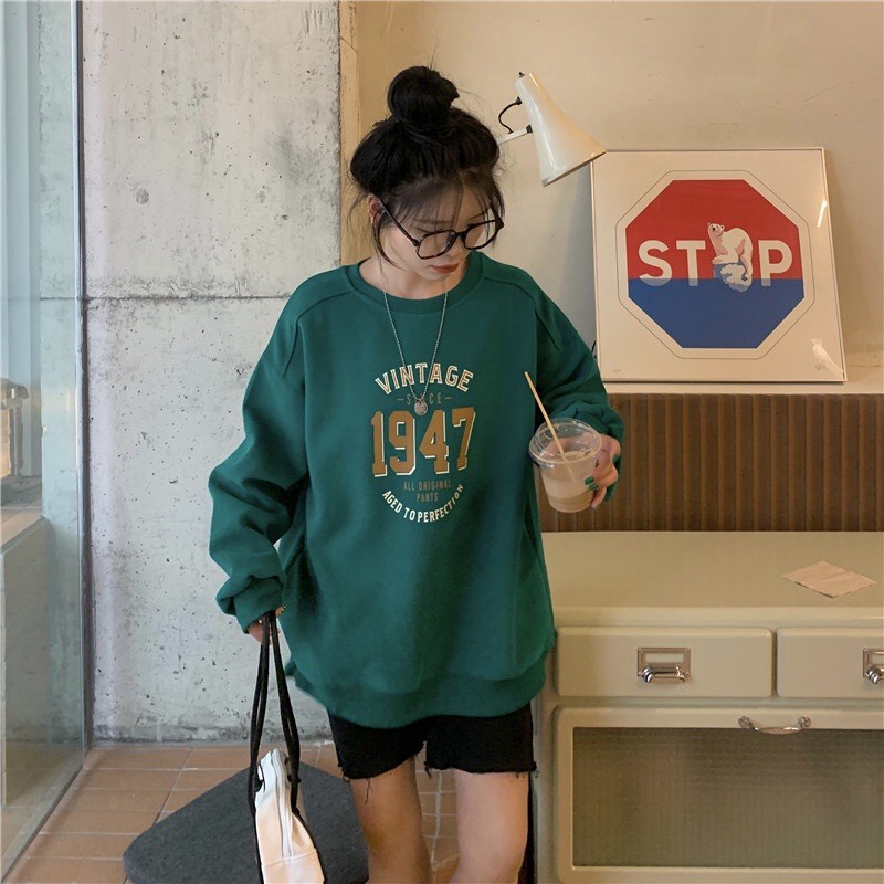 Áo Sweater Nữ 1947 Chất Nỉ Bông Tay Bồng Form Rộng