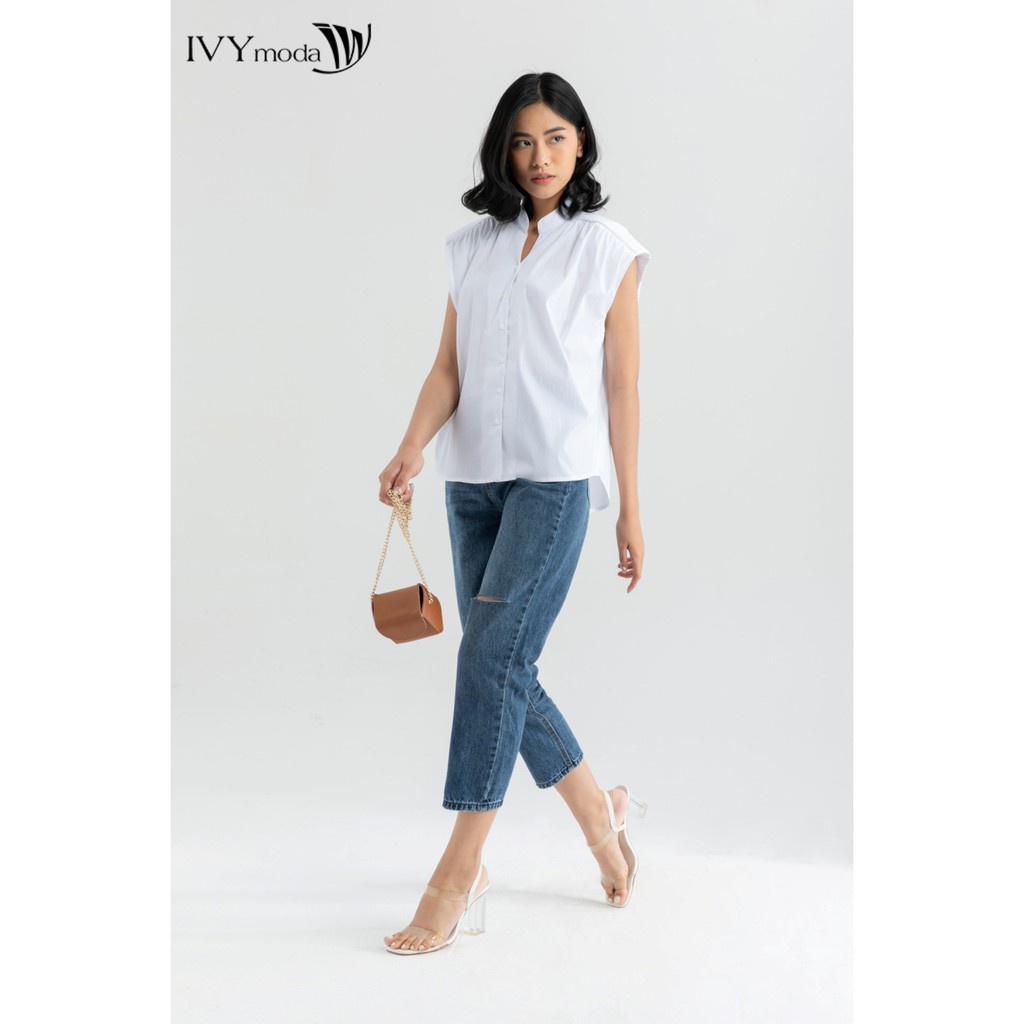 Áo sơ mi nữ thô cổ trụ thiết kế IVY moda MS 16B8602