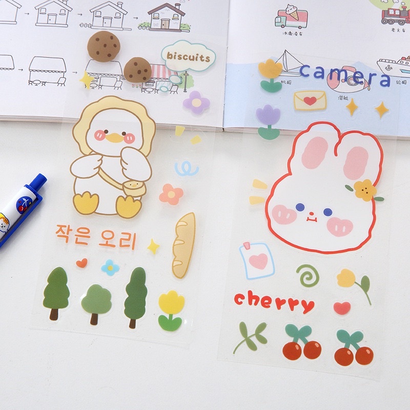 Sticker hình dán trong suốt xinh xinh