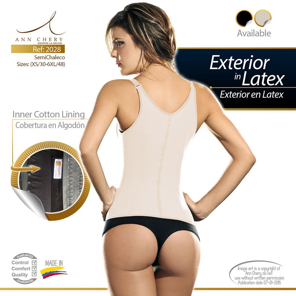 Gile gen nịt bụng latex ANN CHERY mã 2028 màu nude - màu đen, 3 móc cài