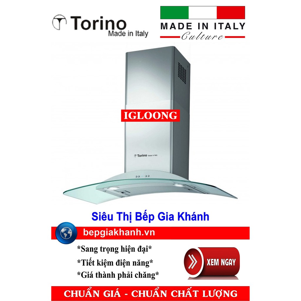 Máy hút mùi nhà bếp dạng kính cong 90cm Torino IGLOONG nhập khẩu Italy