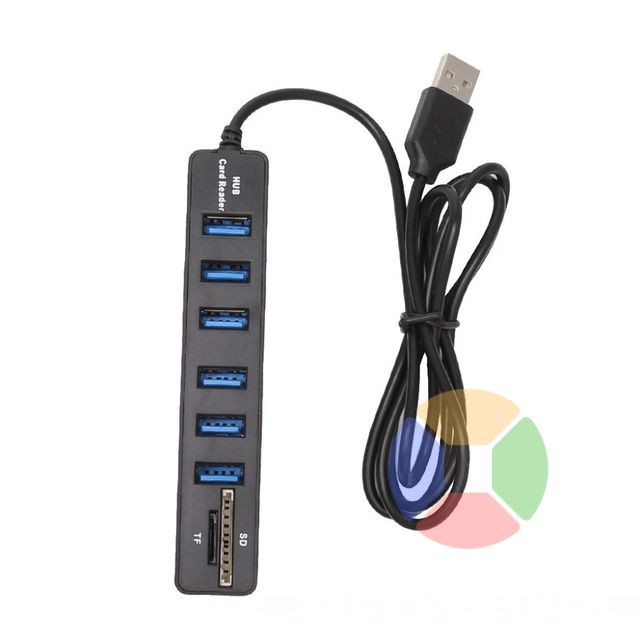 Combo Hub Chia USB 2.0 6 Cổng USB Tích Hợp Đọc Thẻ Nhớ SD/TF 2 trong 1