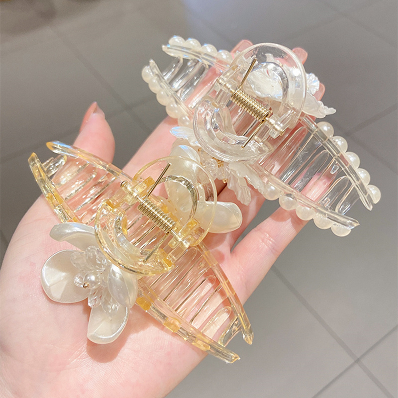 Kẹp tóc đính ngọc trai giả/hoa phong cách Hàn Quốc