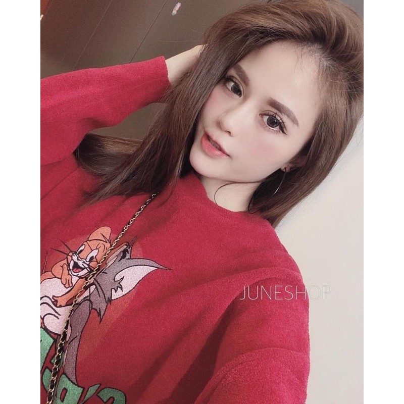 ANU45 - ÁO NỈ BÔNG ĐỎ NỮ MÈO CHUỘT SIRCAS BÈO GẤU TRẮNG | BigBuy360 - bigbuy360.vn