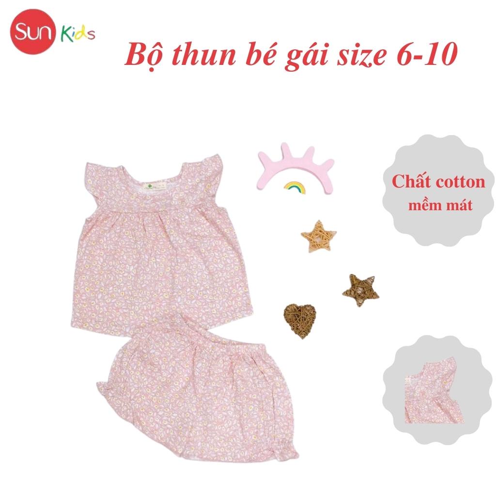 Đồ bộ thun bé gái, đồ bộ trẻ em chất cotton, có nhiều màu, size 6-10 tuổi - SUNKIDS