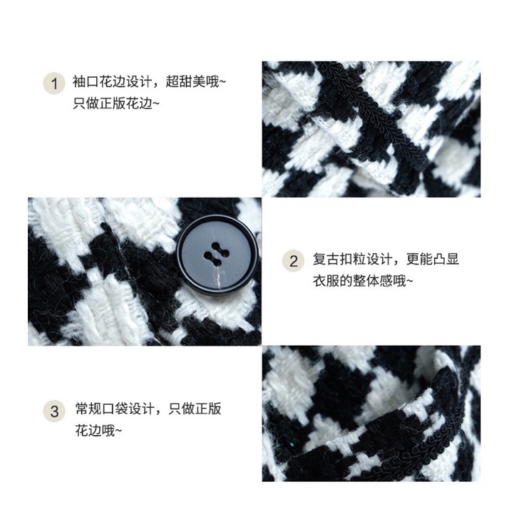 Áo khoác hoạ tiết  Houndstooth phong cách hàn quốc.