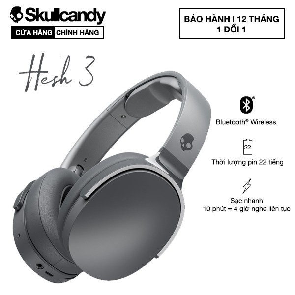 [Mã ELTECHZONE giảm 5% đơn 500K] Tai Nghe Chụp Tai Skullcandy Wireless HESH 3