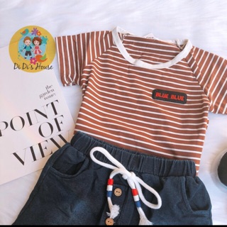 Set áo kẻ quần jean cho bé