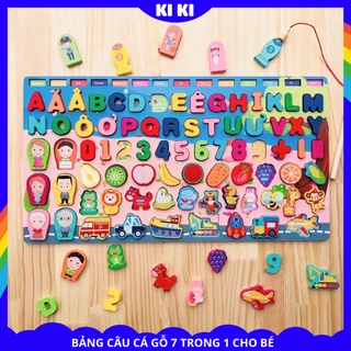 Đồ chơi câu cá gỗ thông minh cho trẻ em. Bảng chữ cái tiếng Việt, xếp hình, ghép hình 6in1 và 7 trong 1 cho bé trai,gái