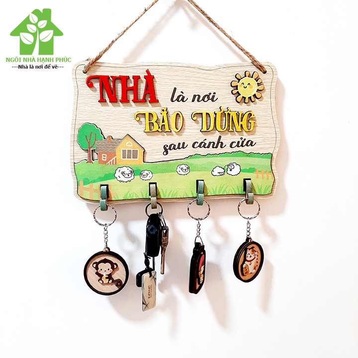 Bảng gỗ decor trang trí nhà cửa  Mẫu BM_180 Chủ đề NHÀ LÀ NƠI BÃO DỪNG SAU CÁNH CỬA