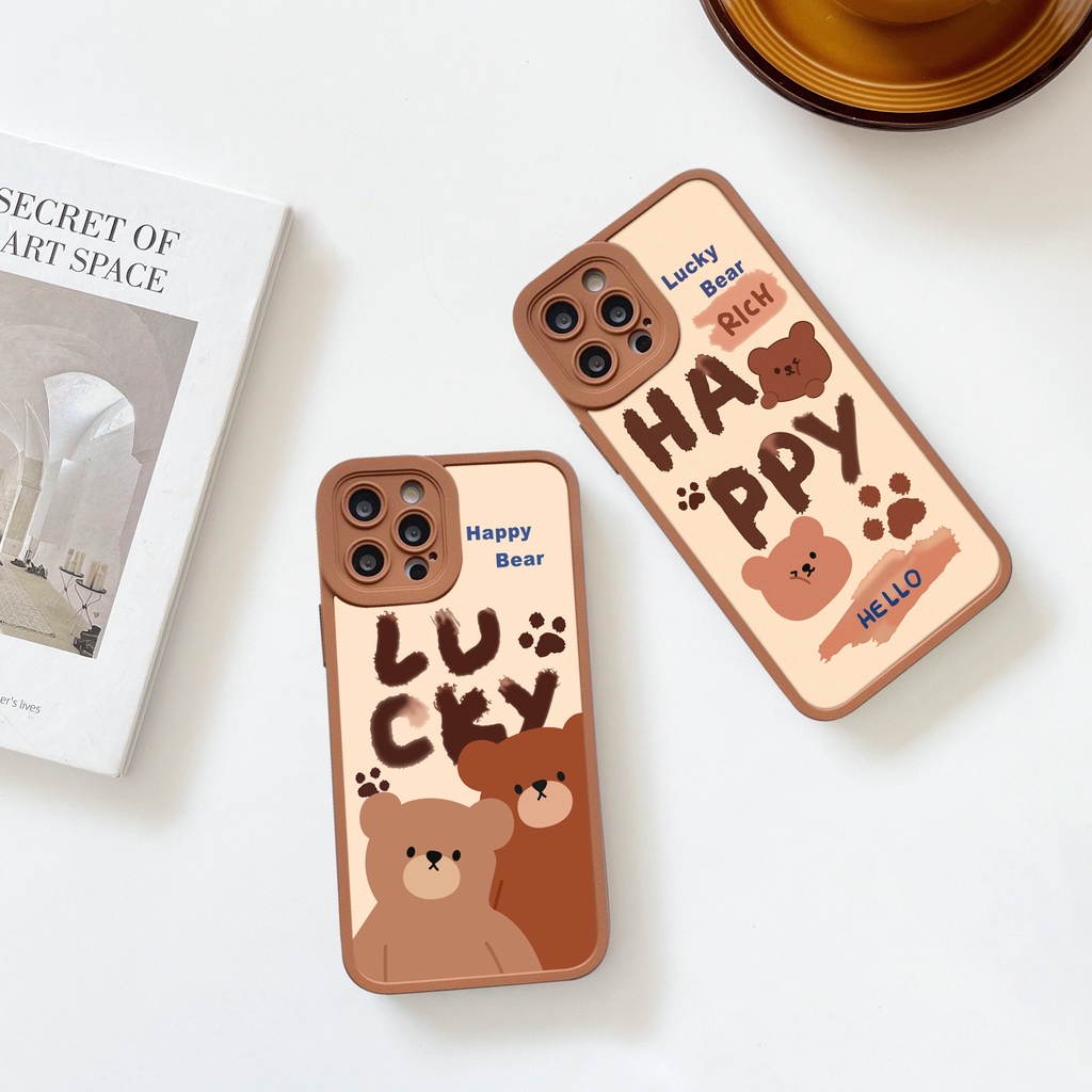 Ốp lưng iphone cạnh vuông lỗ camera bear happy 6s/6splus/7/7plus/8/8plus/x/xs/11/12/13/pro/max/promax-SALE HOT C4-6