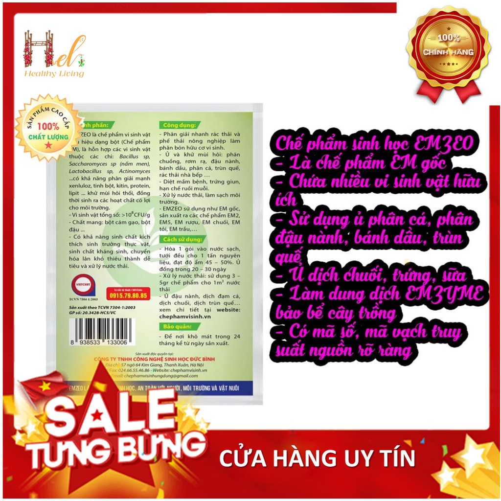 Chế Phẩm Vi Sinh EM EMZEO - Đức Bình - Khử Mùi Hôi Phân Cá, Ủ Đậu Tương Và Rác Thải Sinh Hoạt Gói 200 Gram