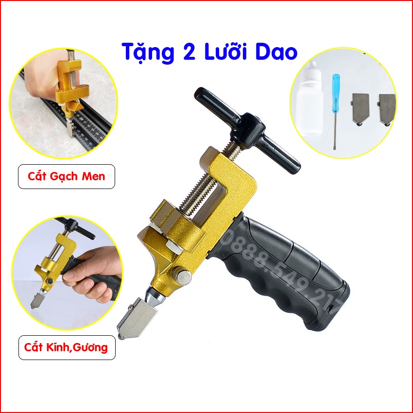 Bộ Dao Cắt Gạch Kính 2 Trong 1 - Dao Cắt Gạch Men - Dụng Cụ Cắt Gạch Men, Kính Đa Năng Cao Cấp