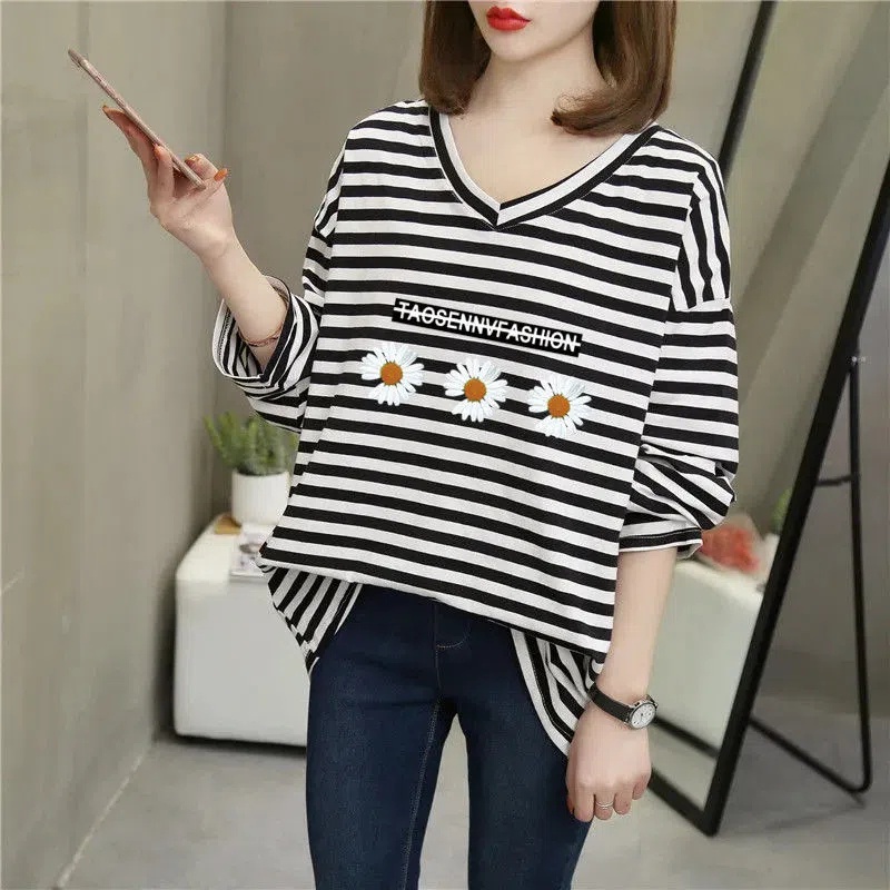 Áo Thun Nữ Dài Tay Cổ Chữ V Rộng Oversized C9517 [40-150KG]