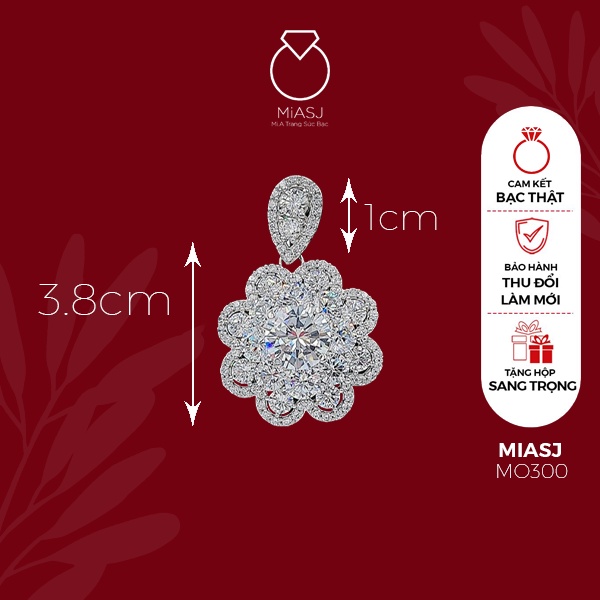 Mặt dây chuyền nữ Bạc Ý S925 MiASJ mặt xoàng nhiều kiểu đính đá Cz sáng đẹp cao cấp M7