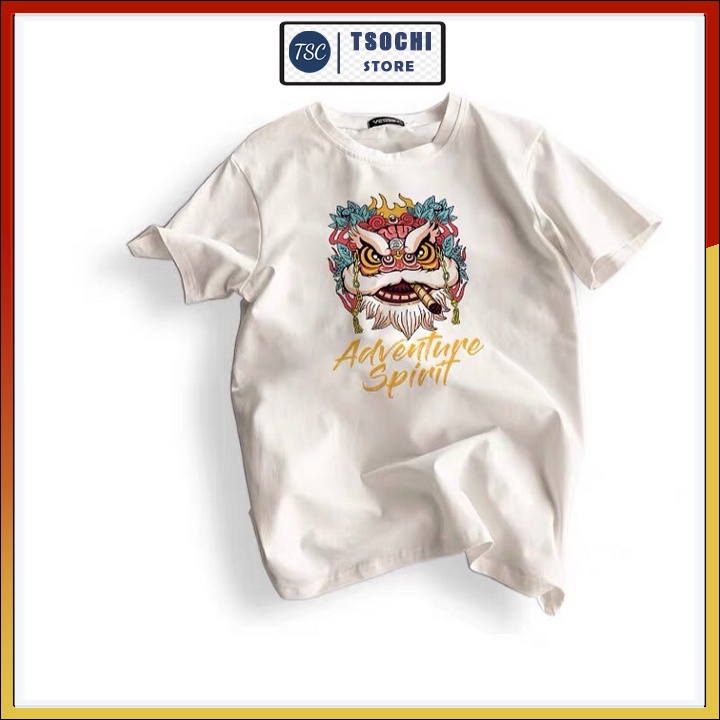 Áo thun nam tay ngắn, áo phông nam cao cấp chất cotton thoáng mát in hình Kì Lân CZ628