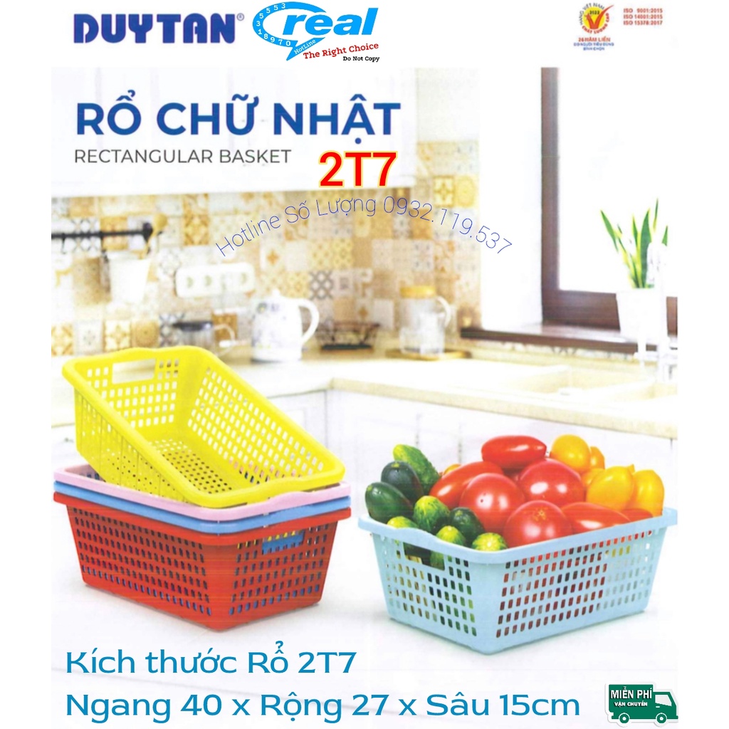 Rổ nhựa chữ nhật Duy Tân 2T7 ( Ngang 40 x Rộng 27 x Sâu 15 cm ) nhiều màu đựng đồ đa năng tiện ích