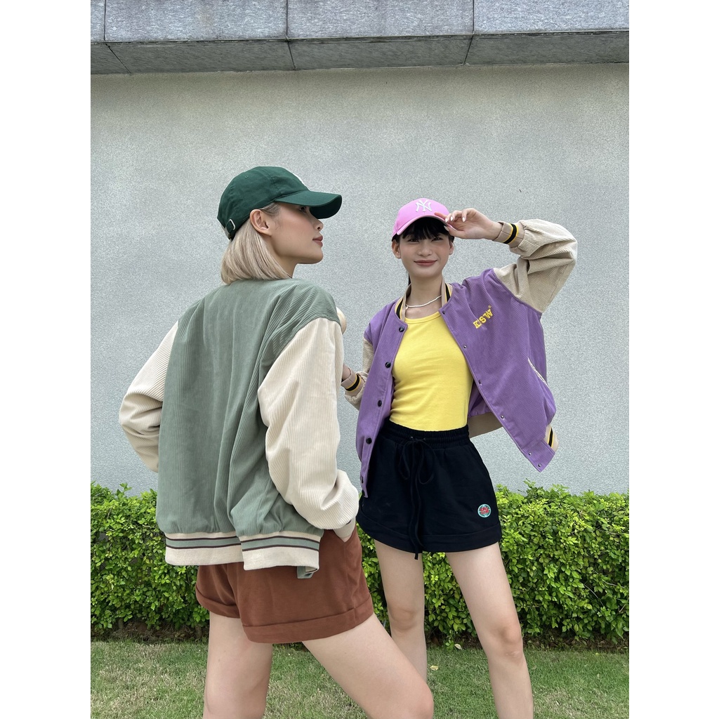 Áo khoác bóng chày thêu chữ BASEBALL JACKET