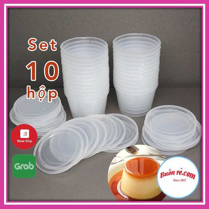 Set 10 Hộp nhựa làm Caramen tại nhà hình tròn có nắp – Hộp làm bánh Flan Buôn Rẻ 01171